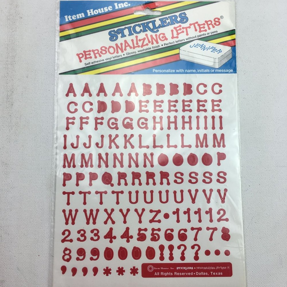 Sticklers Personalizing Letters Stickers Red Craft Scrapbook Journal